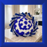 Royal Blue and White 129 Soap Rose Bouquet