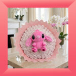 Blush Pink 101 Soap Rose Bouquet with Plush Toy