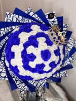 Royal Blue and White 129 Soap Rose Bouquet - Image 5