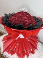 Premium Red Glitter Freestanding 101 Soap Rose Bouquet - Image 4