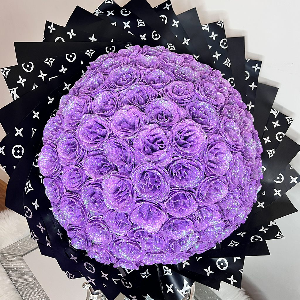 product cover copy Royal Purple 101 Silicone Glitter Rose Bouquet - Image 1