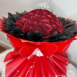 Premium Red Glitter Freestanding 101 Soap Rose Bouquet