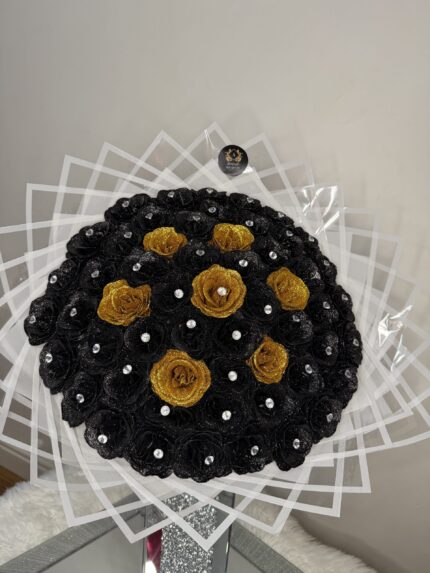 Midnight Gold Luxe 51 Silicone Rose Bouquet