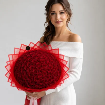 Crimson Desire Eternity Rose Bouquet