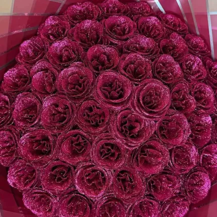 Crimson Glamour 51 Silicone Glitter Rose
