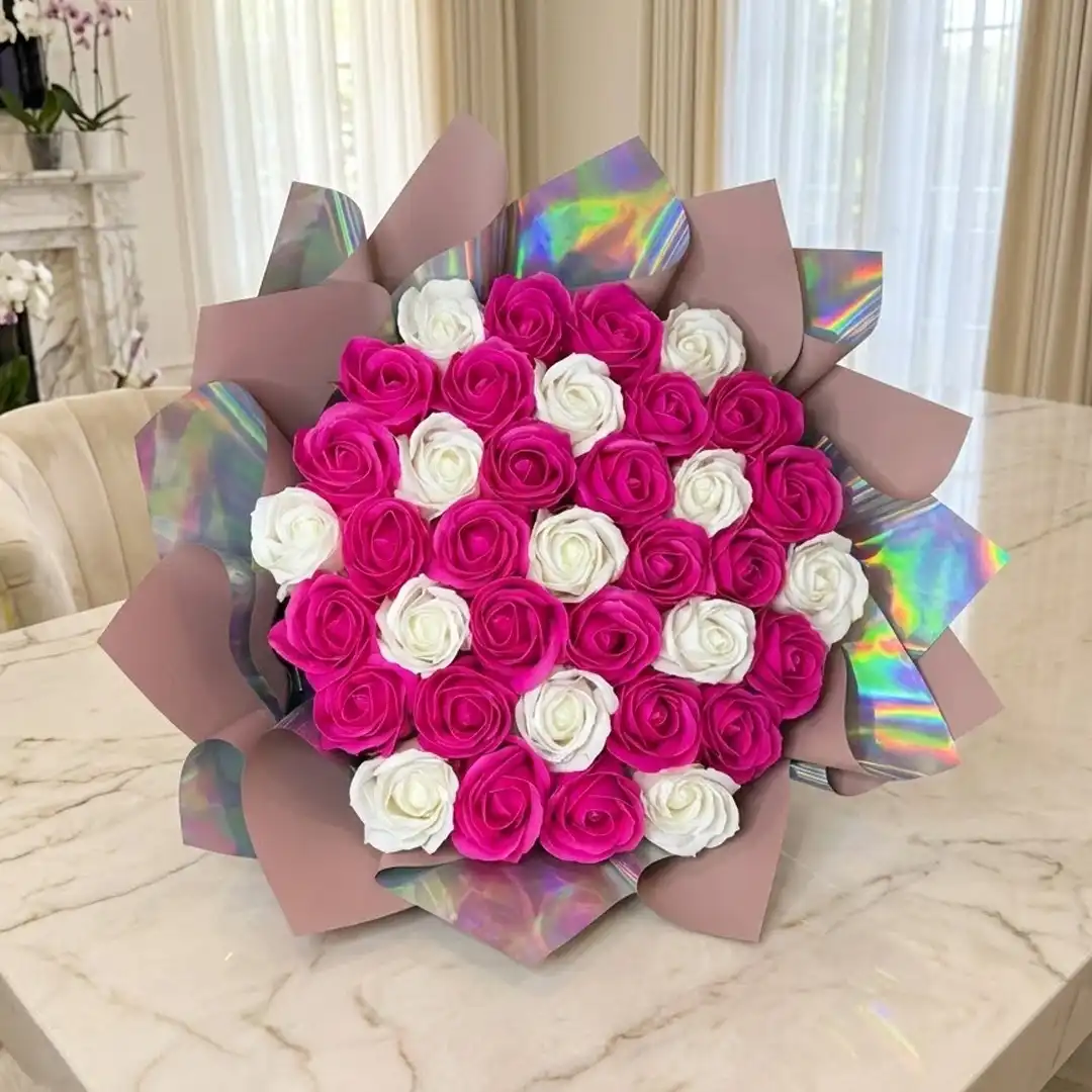 Blush & Pearl Harmony Bouquet | Pink & Ivory Soap Roses UK