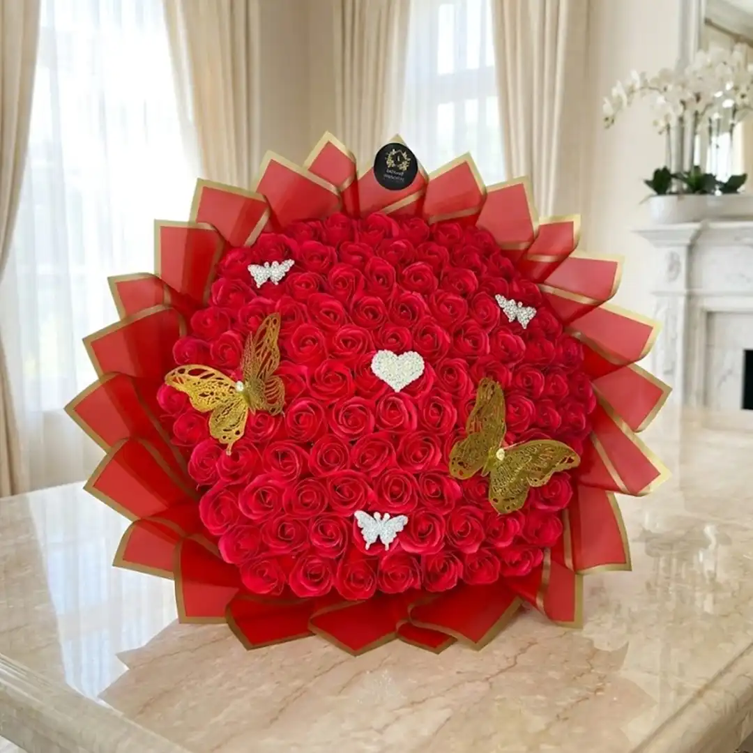 Romantic Red Rose Bouquet UK, Crimson Butterfly 101 Roses