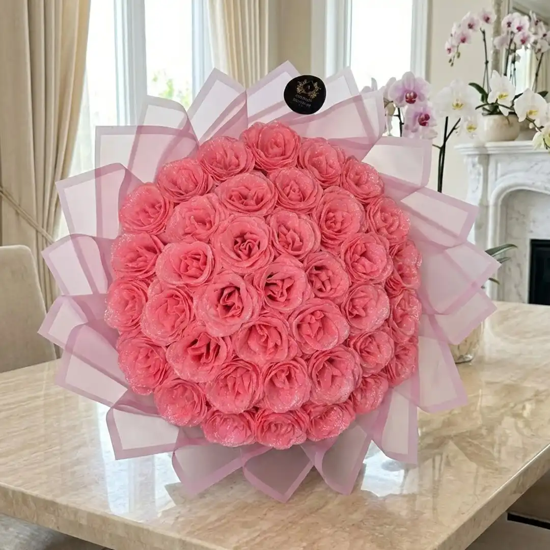 Pink Glitter Roses UK, Pink Stardust 51 Rose Bouquet