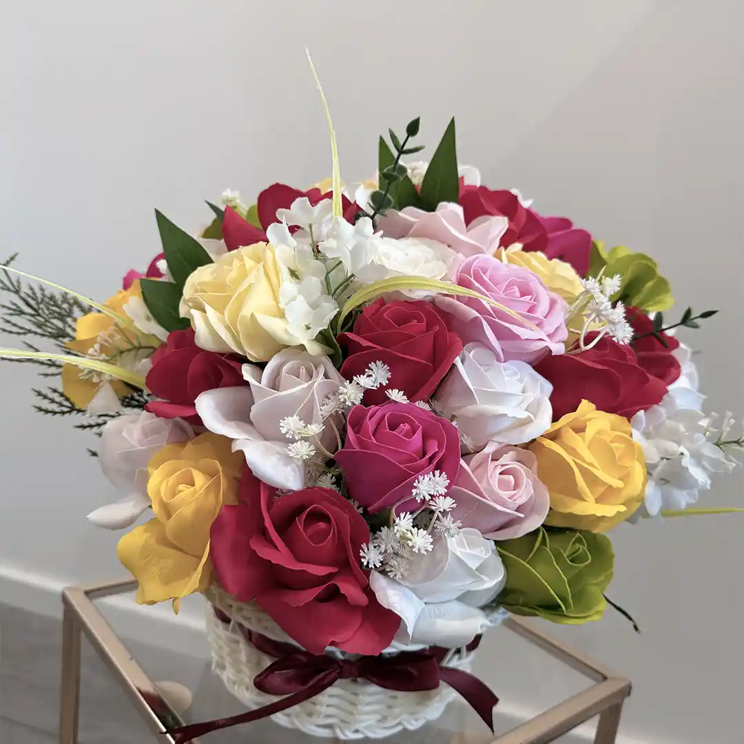 Artboard 1 copy Rainbow Garden Luxury Soap Rose Basket - Image 1