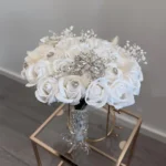 The Ivory Crystal Bride — Medium Soap Rose Bouquet
