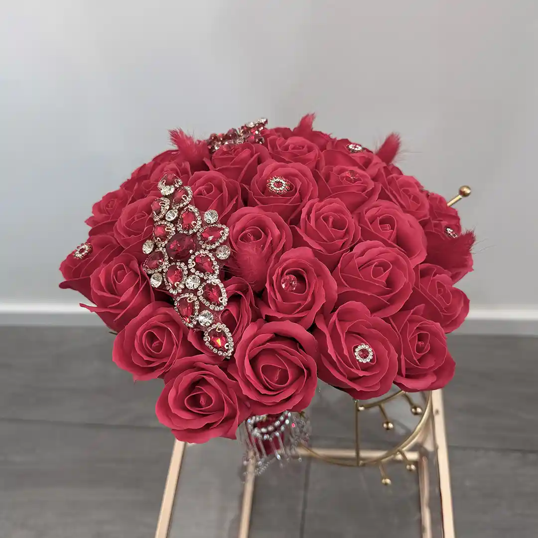 Main image_ copy The Ruby Elegance — Medium Maid of Honour & Godmother Soap Rose Bouquet - Image 1